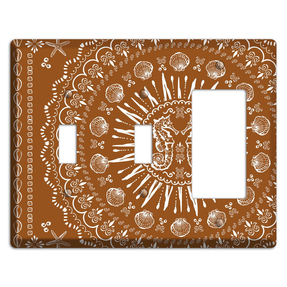 Russet Seahorse Mandala 2 Toggle / Rocker Wallplate