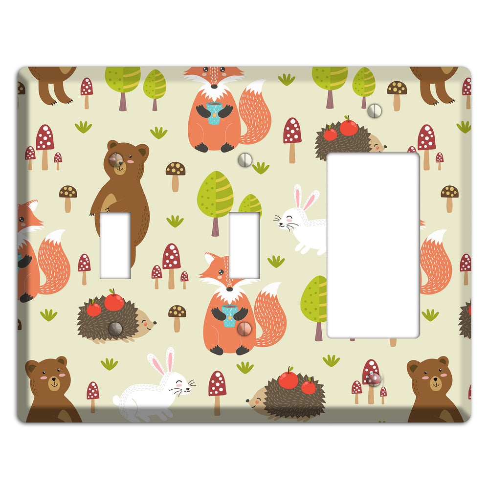 Forest Critters (Beige) 2 Toggle / Rocker Wallplate