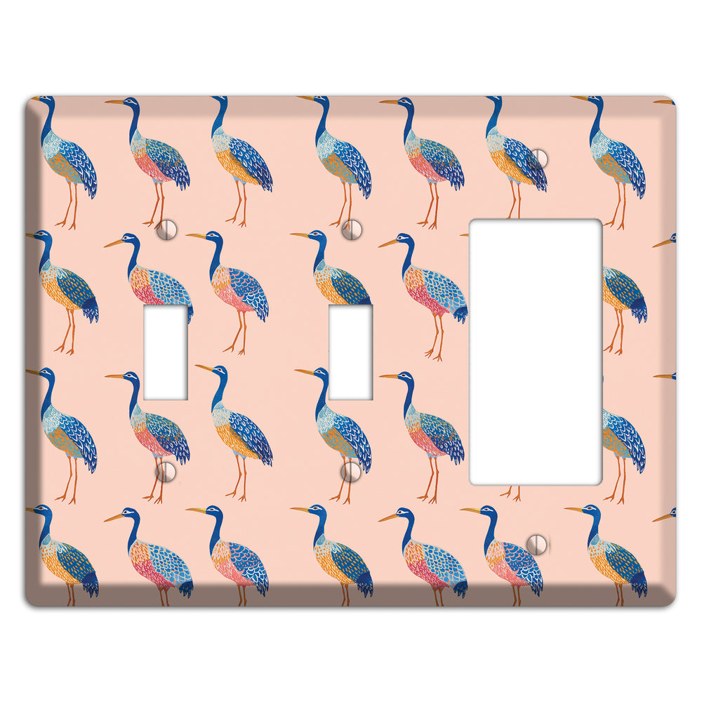Blush Heron Parade 2 Toggle / Rocker Wallplate