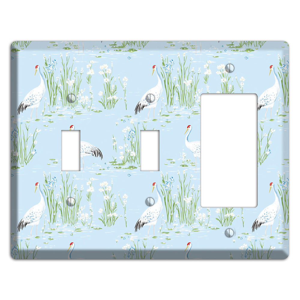 Azure Crane Sanctuary 2 Toggle / Rocker Wallplate