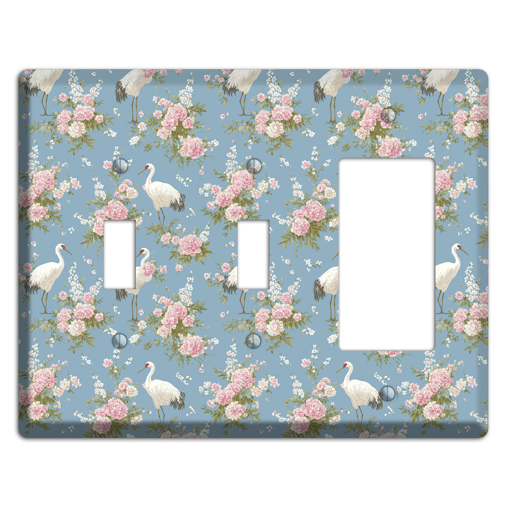 Dusty Blue Peony Flight 2 Toggle / Rocker Wallplate
