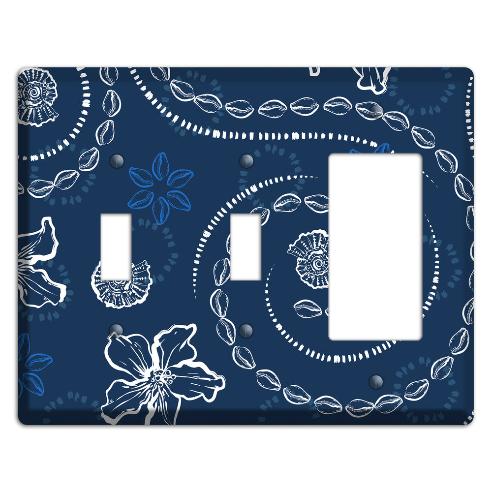 Indigo Cowrie Spiral 2 Toggle / Rocker Wallplate