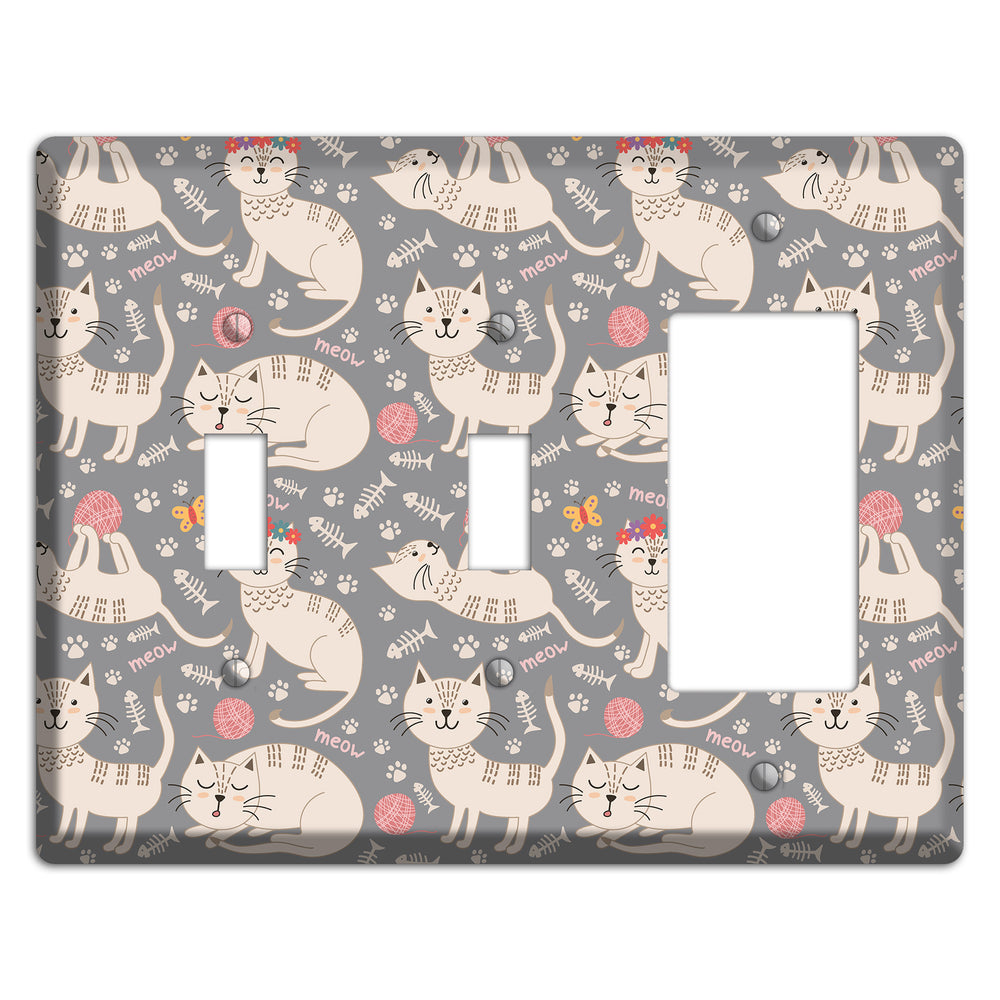 Meow Mix (Gray) 2 Toggle / Rocker Wallplate