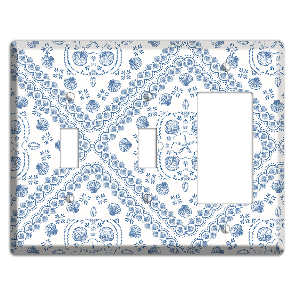 Azure Shell Damask 2 Toggle / Rocker Wallplate