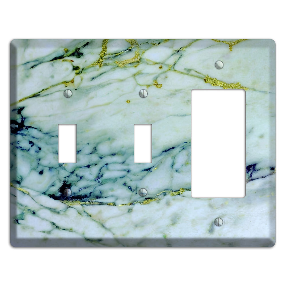 White, Green and Blue Marble 2 Toggle / Rocker Wallplate