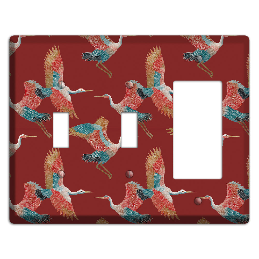 Crimson Heron Dance 2 Toggle / Rocker Wallplate