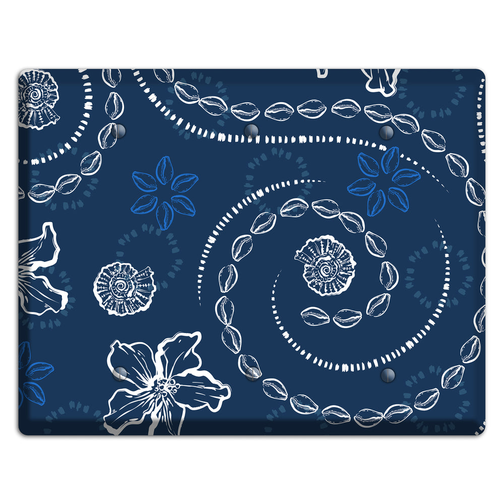 Indigo Cowrie Spiral 3 Blank Wallplate