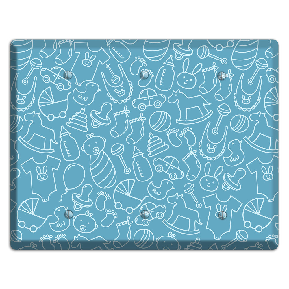 Line Art Baby Blue 3 Blank Wallplate