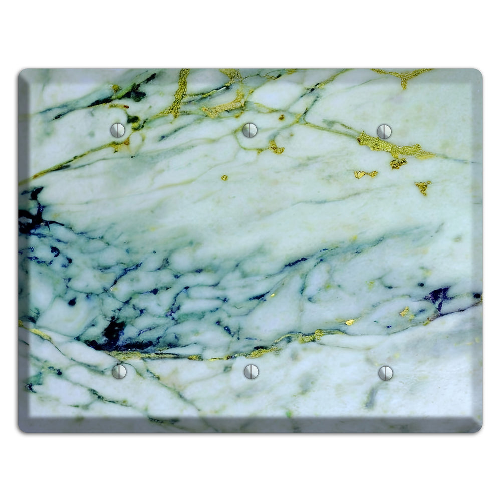 White, Green and Blue Marble 3 Blank Wallplate