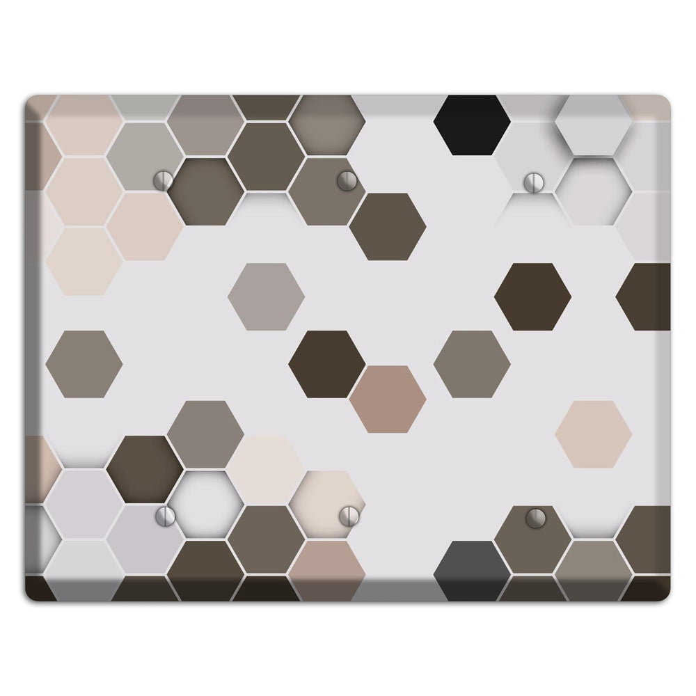 Hex Grid – Cool Slate 3 Blank Wallplate