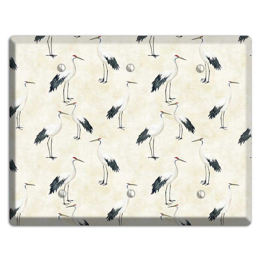 Pearl Crane Garden 3 Blank Wallplate