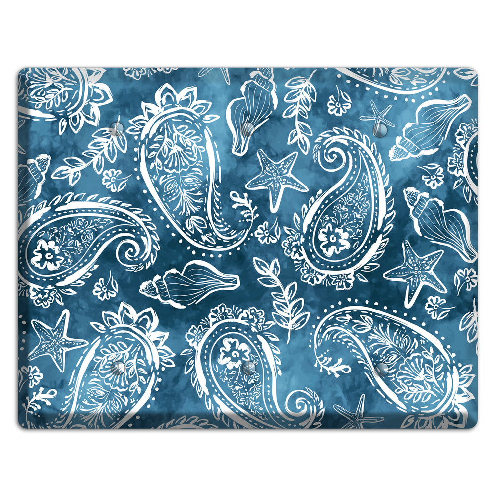 Indigo Tide Paisley 3 Blank Wallplate