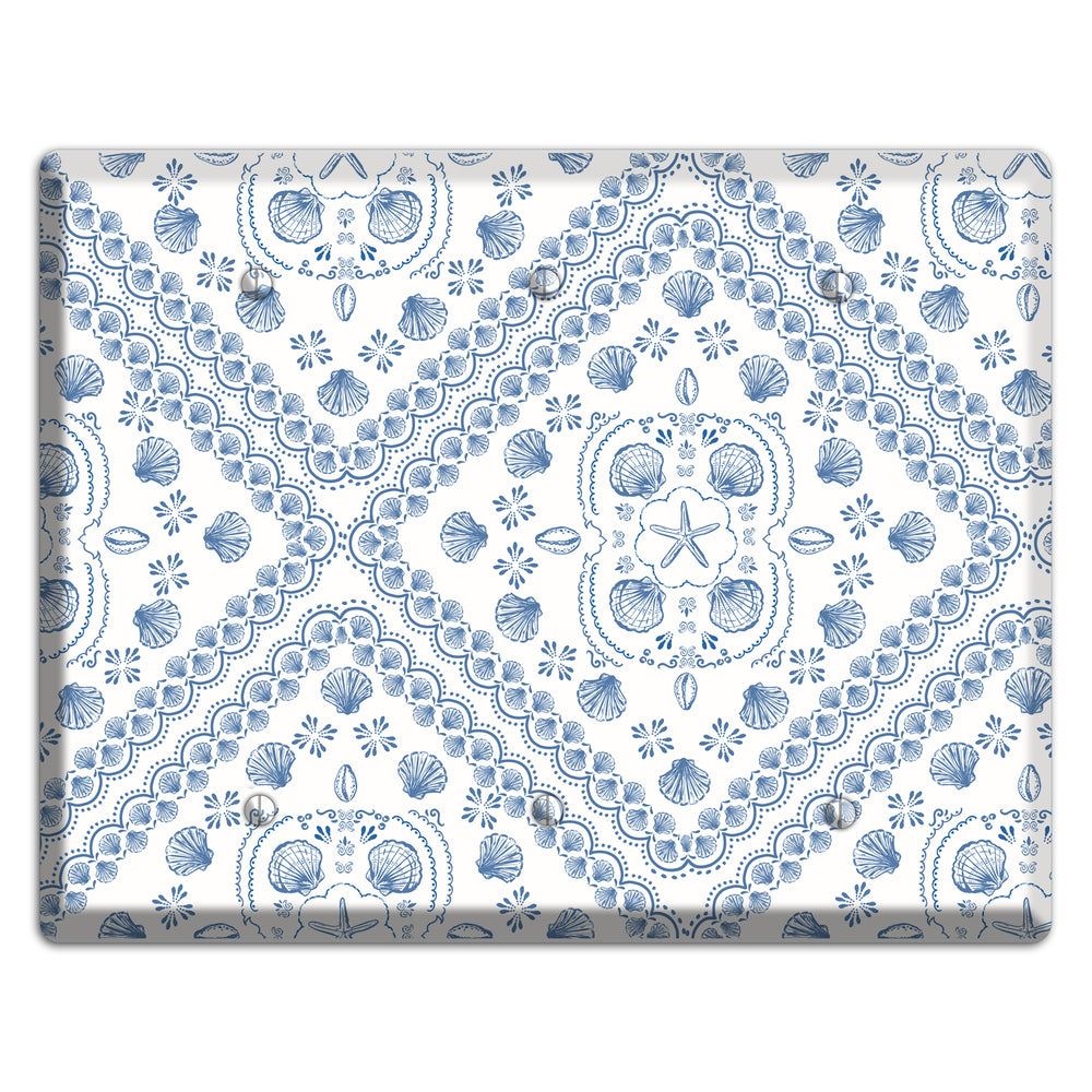 Azure Shell Damask 3 Blank Wallplate
