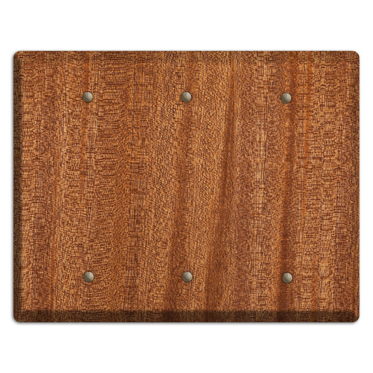 Mahogany Wood Triple Blank Cover Plate