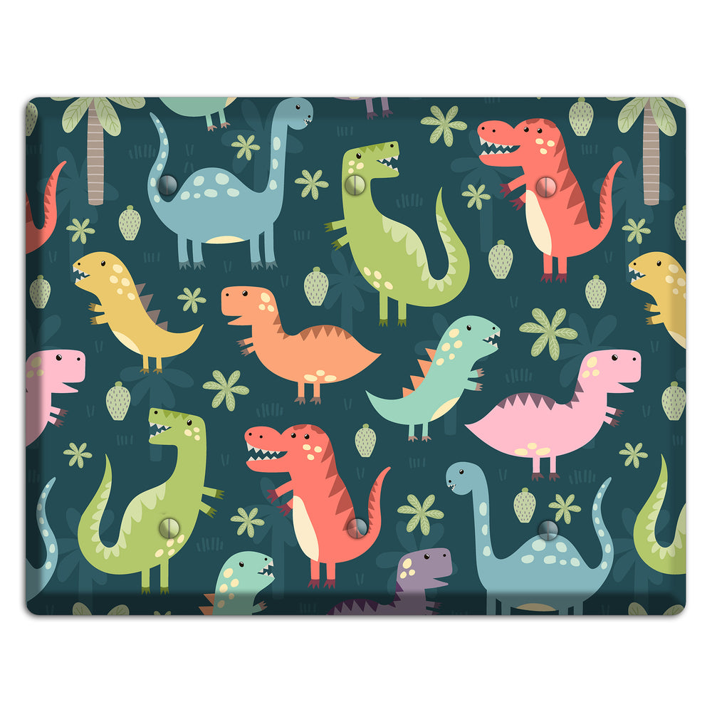 Jurassic Pals (Dark) 3 Blank Wallplate
