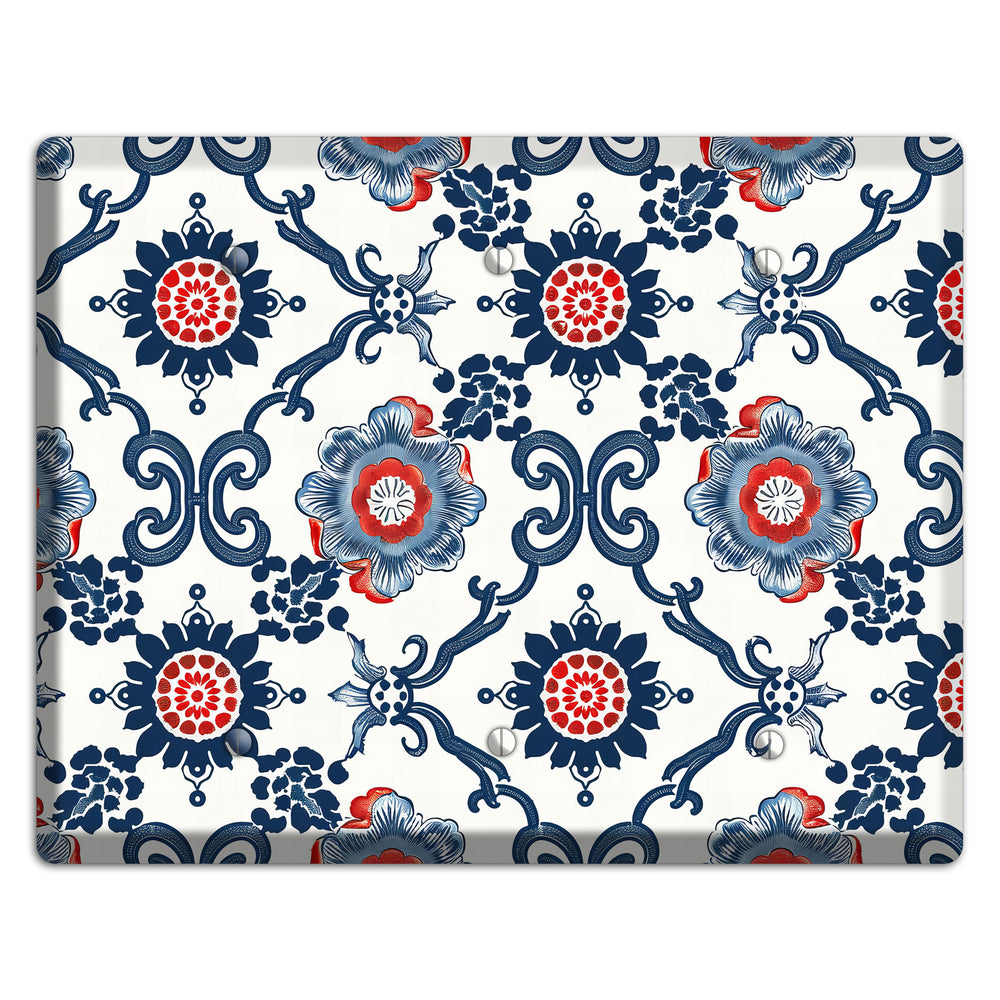Indigo Court Florals 3 Blank Wallplate