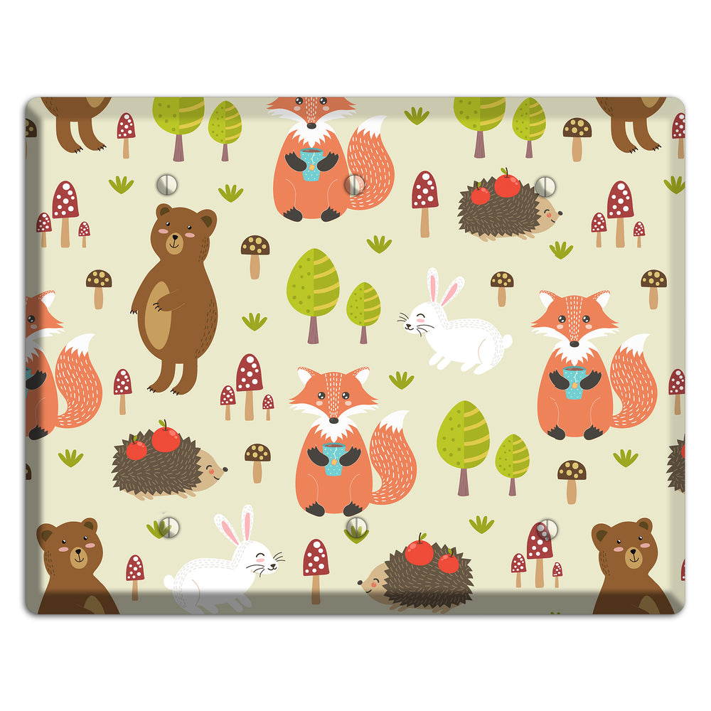 Forest Critters (Beige) 3 Blank Wallplate