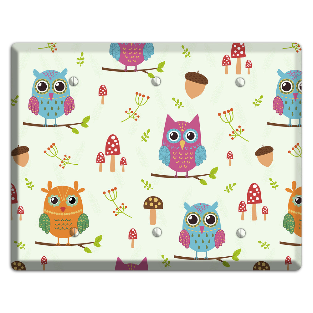 Forest Owls (Mint) 3 Blank Wallplate