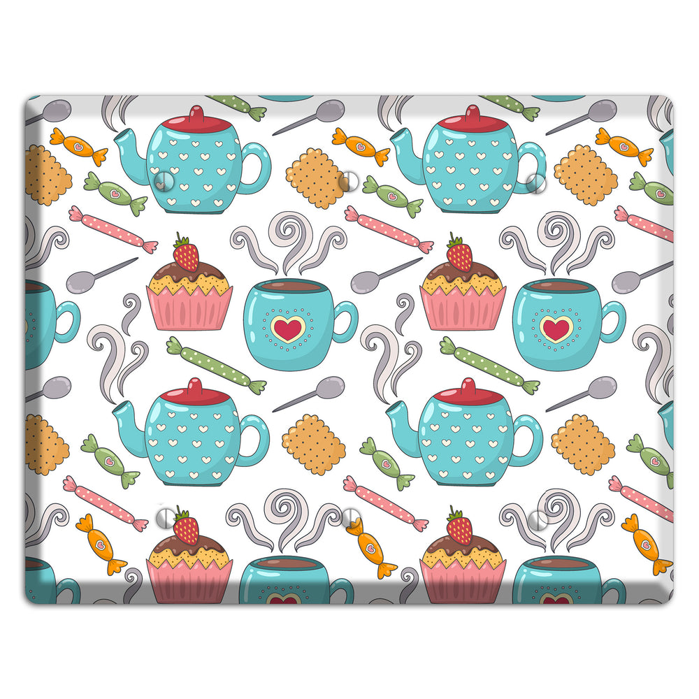 Sweet Tea Party (White) 3 Blank Wallplate