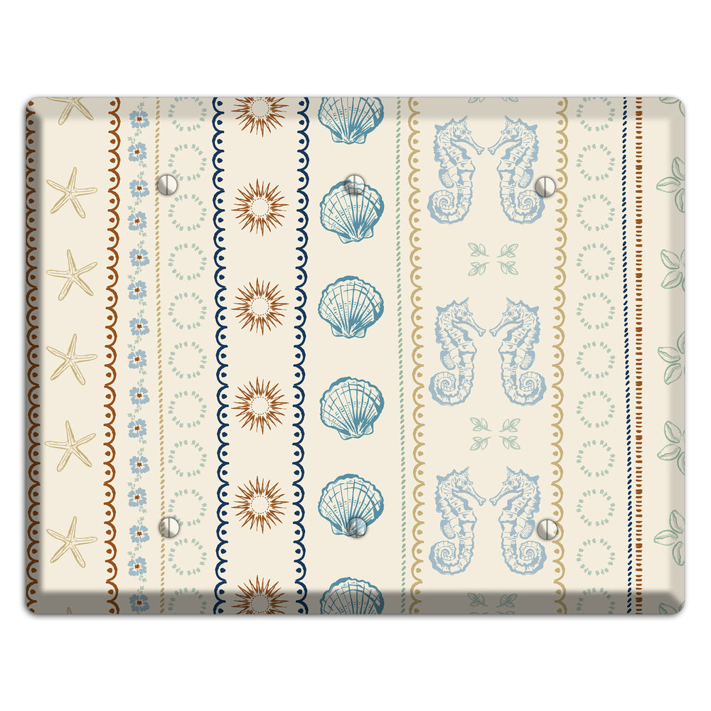 Ivory Seahorse Stripe 3 Blank Wallplate
