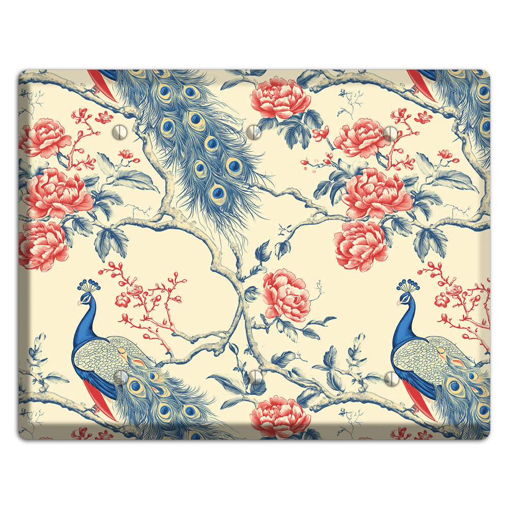 Peacock & Peony 3 Blank Wallplate