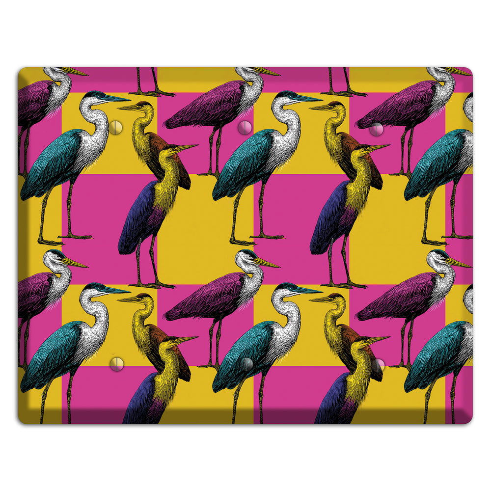 Magenta Heron Grid 3 Blank Wallplate