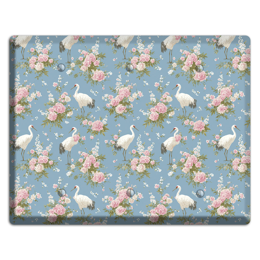Dusty Blue Peony Flight 3 Blank Wallplate