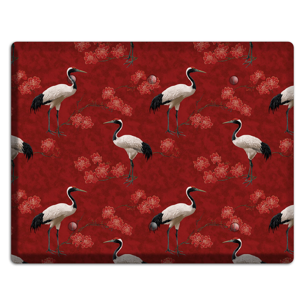 Vermillion Crane Bloom 3 Blank Wallplate