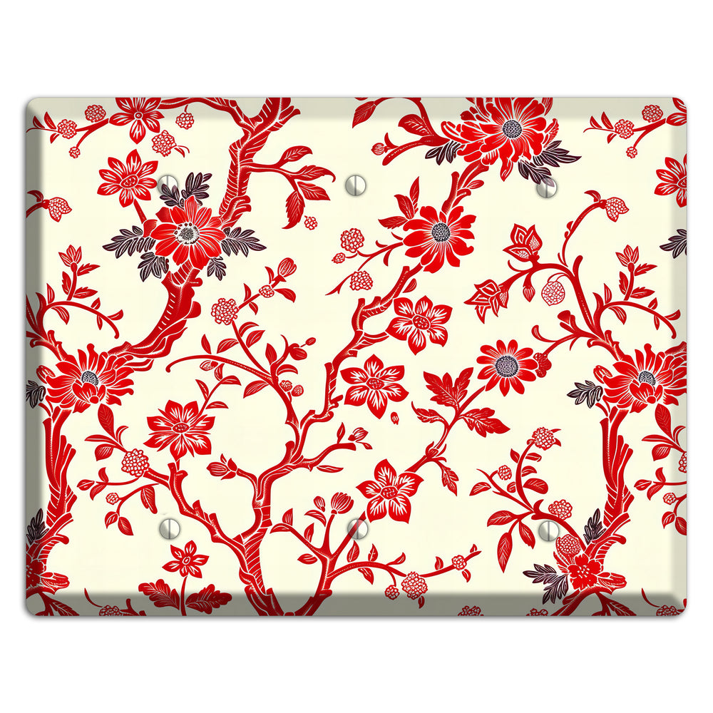 Crimson Branch & Bloom 3 Blank Wallplate