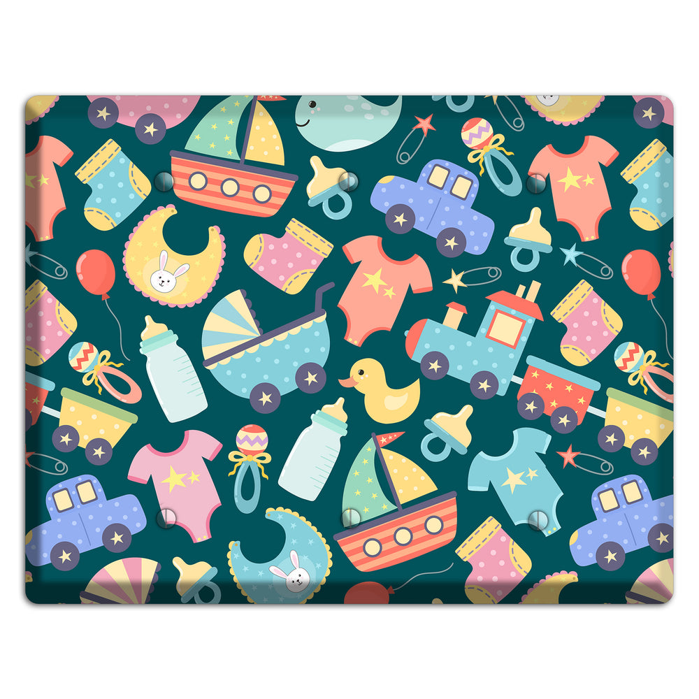 Baby Parade (Teal) 3 Blank Wallplate