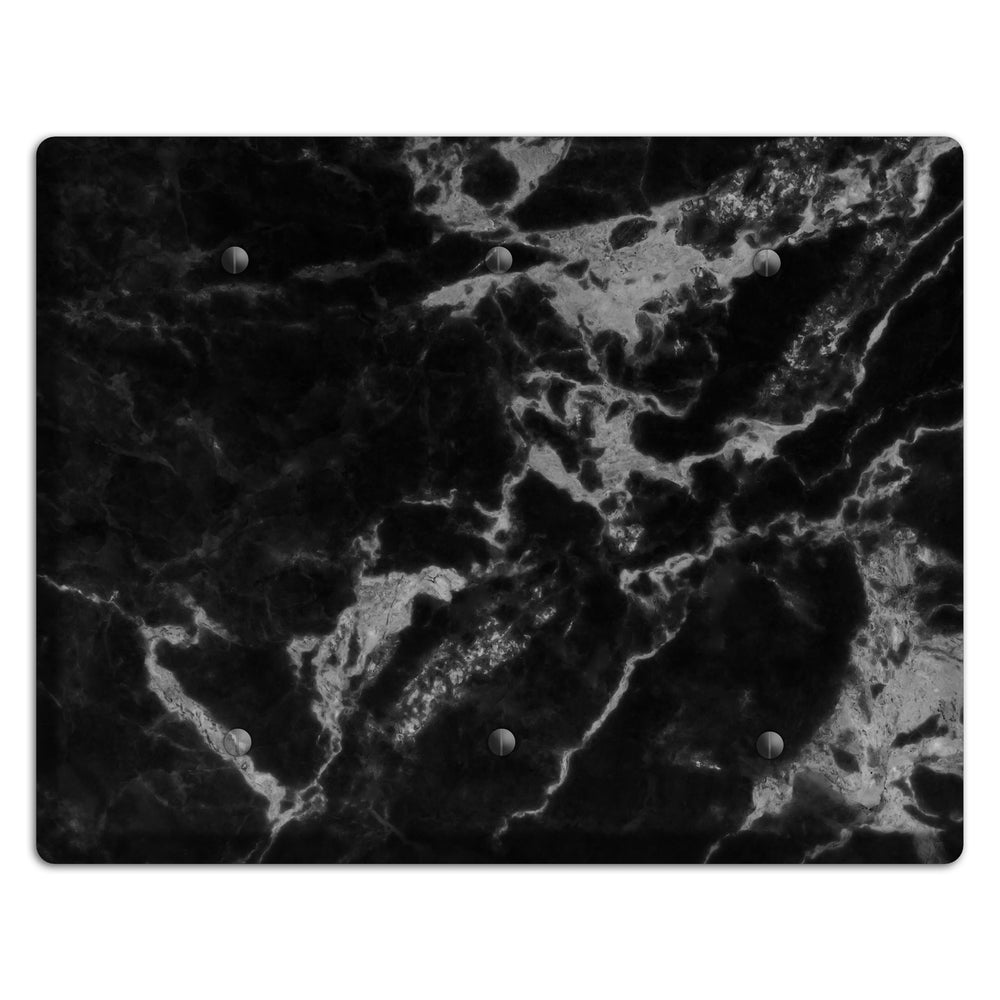 Black and Silver Marble 3 Blank Wallplate