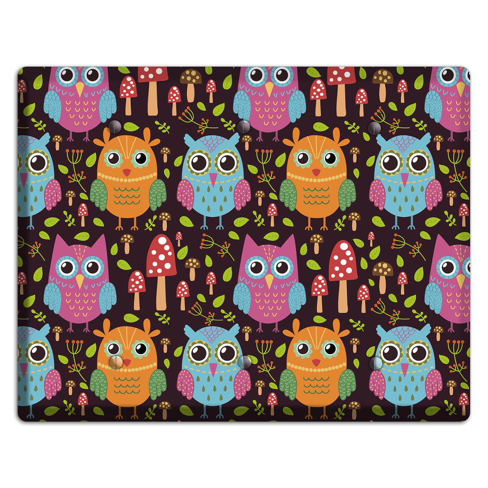 Bright Forest Owls 3 Blank Wallplate