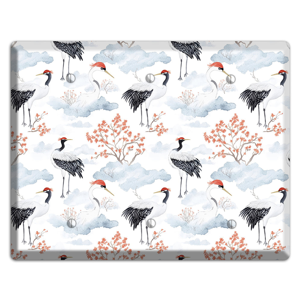 Crimson Crown Cranes 3 Blank Wallplate