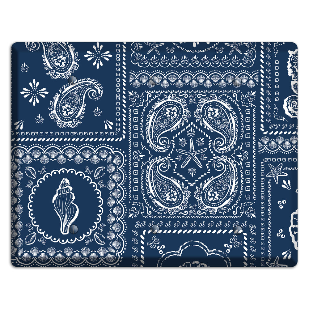 Navy Paisley Patchwork 3 Blank Wallplate
