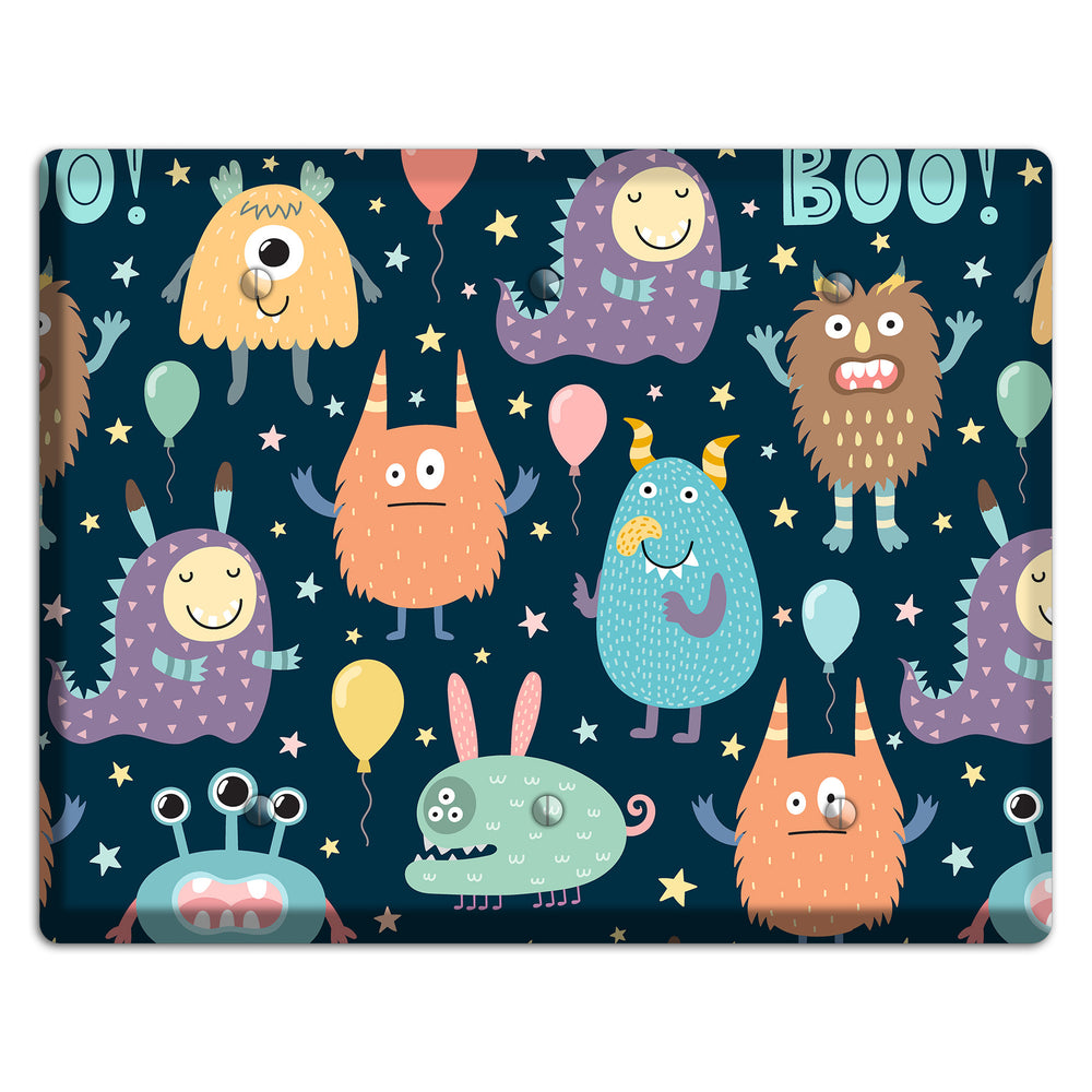 Monster Parade (Navy) 3 Blank Wallplate