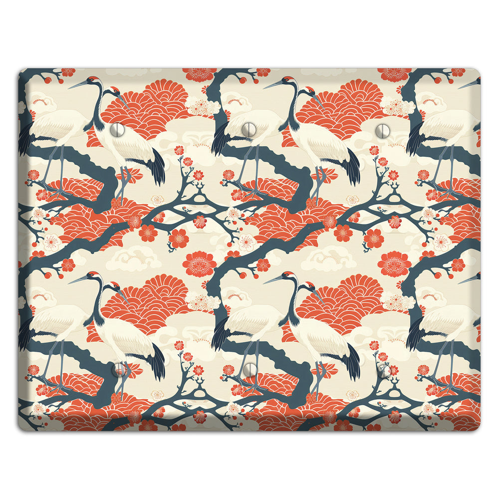 Vermillion Crane Court 3 Blank Wallplate