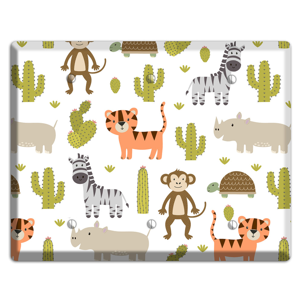Safari Critters (White) 3 Blank Wallplate