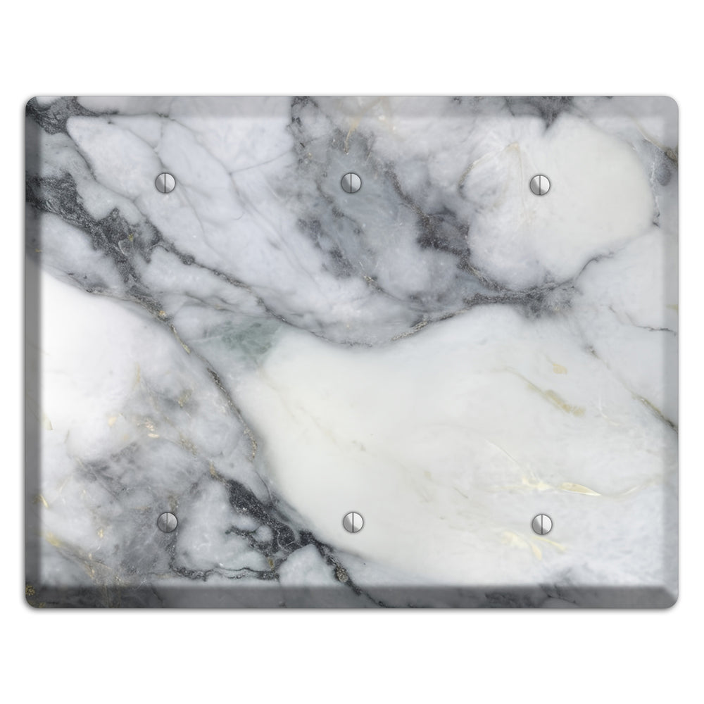 White and Grey Marble 3 Blank Wallplate