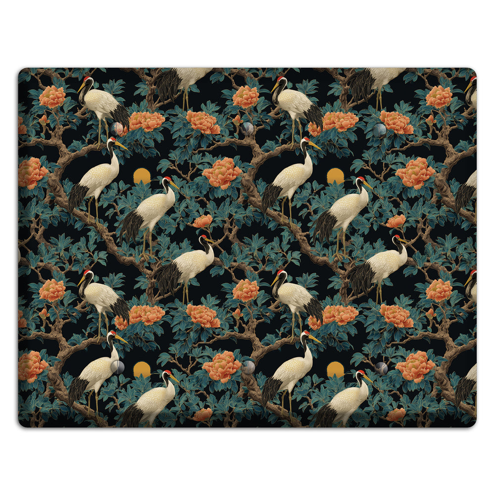 Teal Moonrise Cranes 3 Blank Wallplate