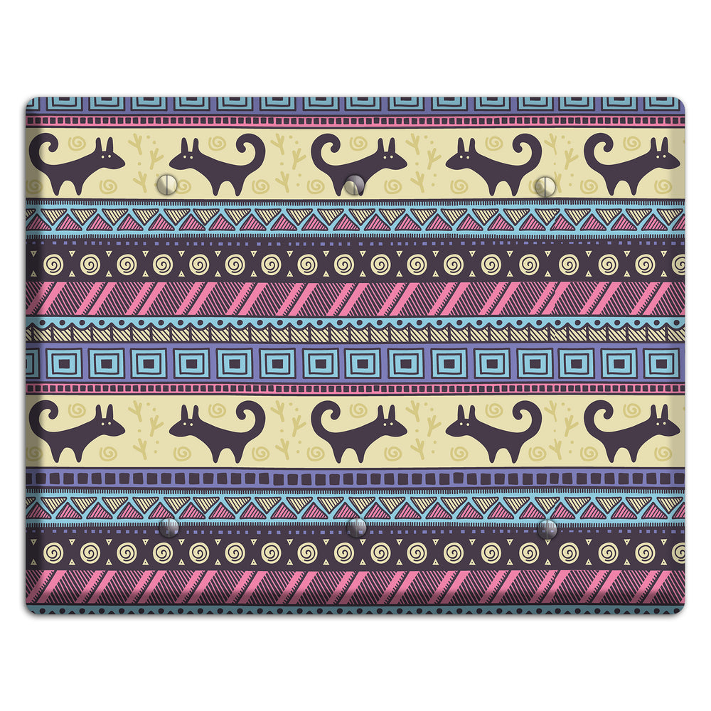 Folk Fox Stripes 3 Blank Wallplate