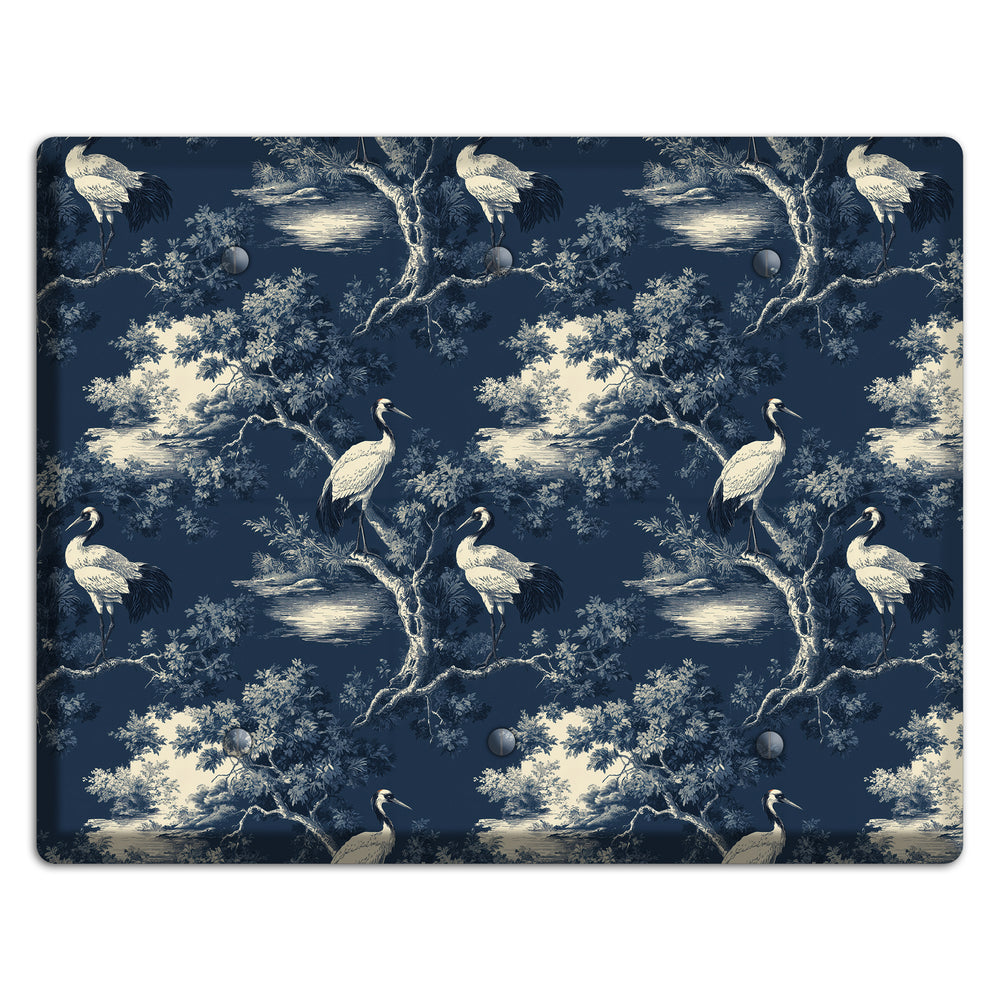 Midnight Crane Toile 3 Blank Wallplate
