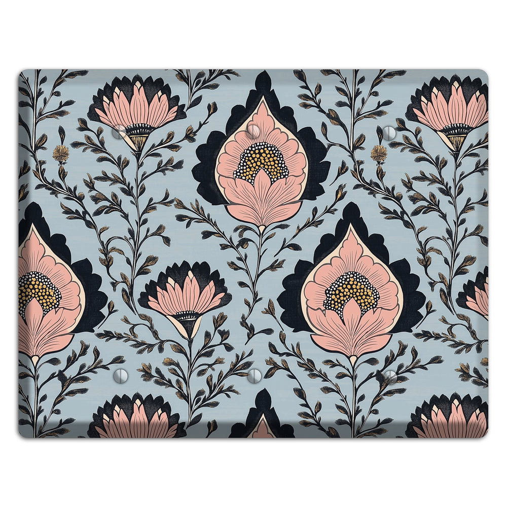 Lotus & Damask Dusk 3 Blank Wallplate