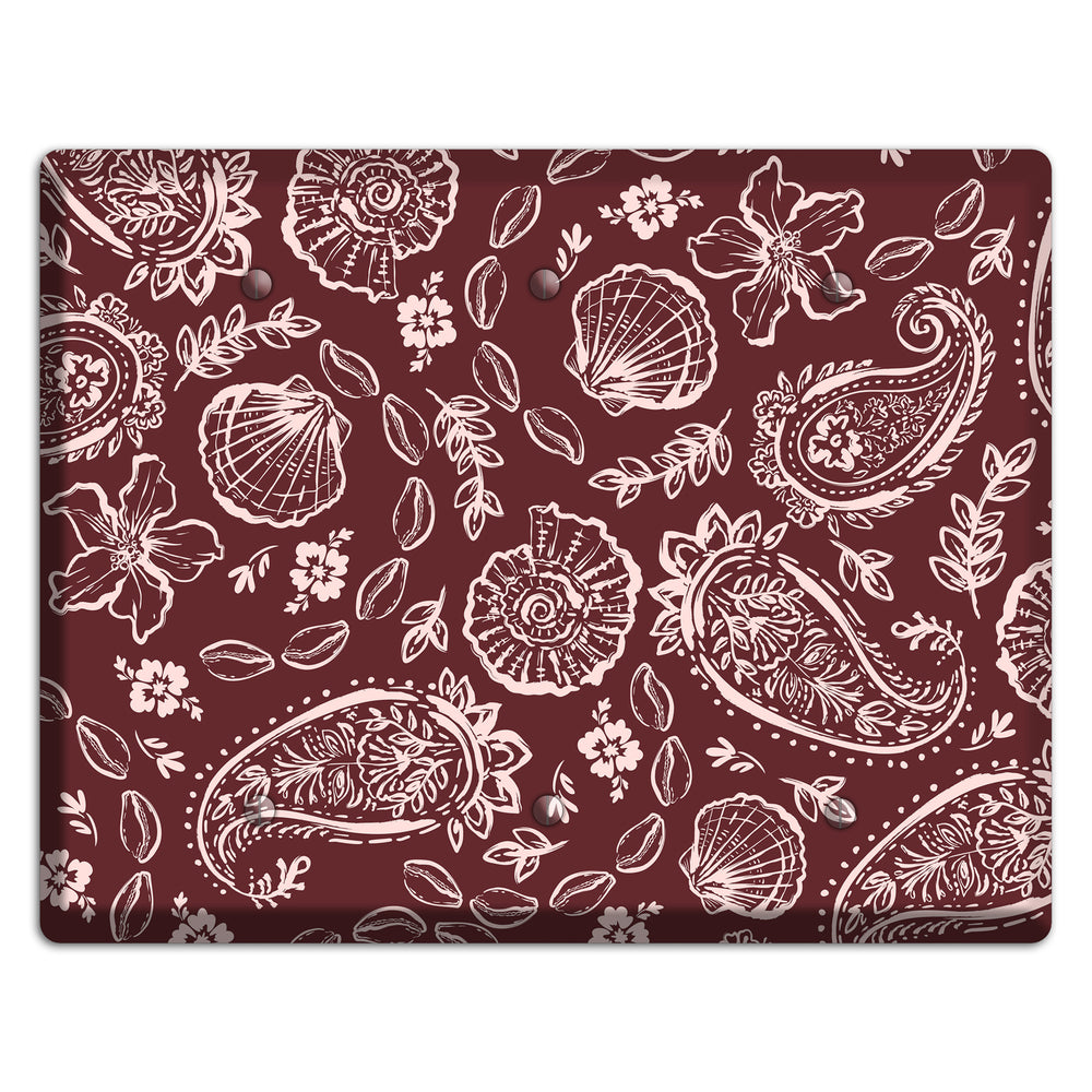 Crimson Shell Paisley 3 Blank Wallplate