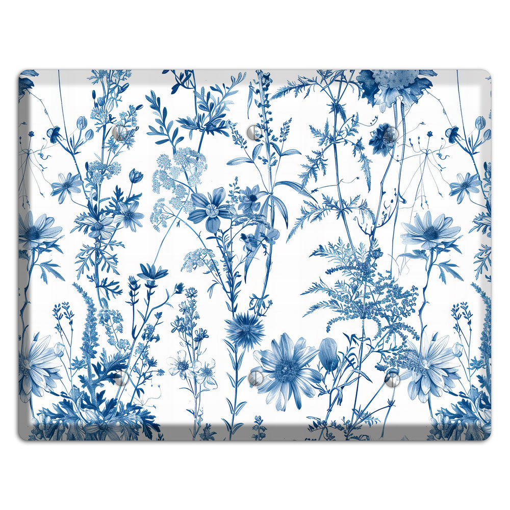 Meadow Pressed Blue 3 Blank Wallplate