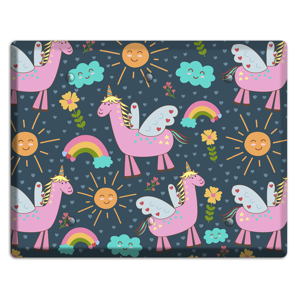 Magic Meadow (Navy) 3 Blank Wallplate