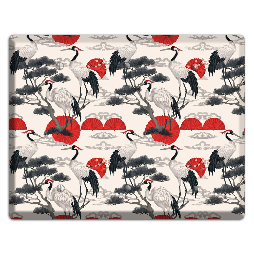 Crimson Fan & Pine 3 Blank Wallplate