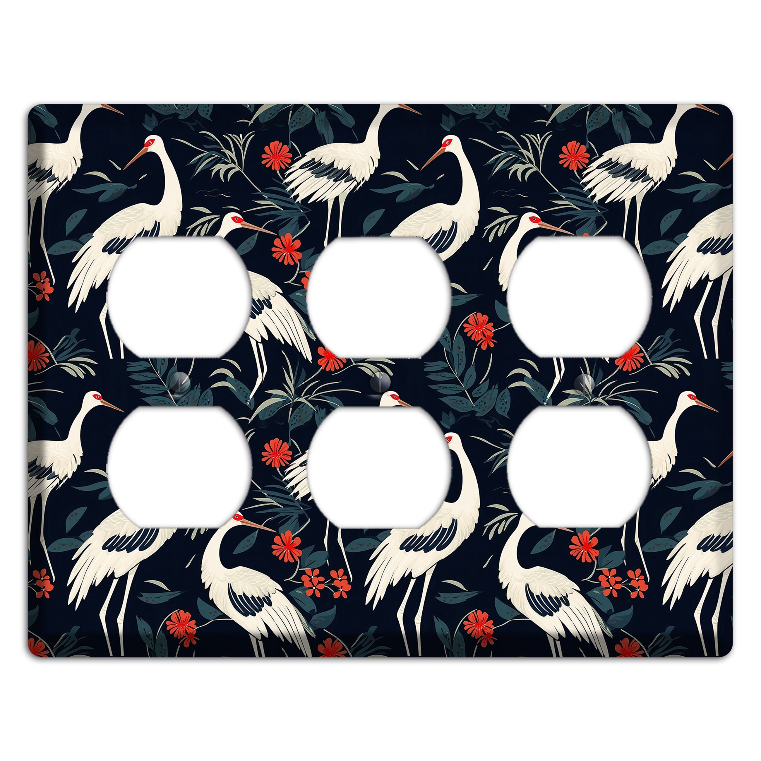 Midnight Plume Garden 3 Duplex Wallplate