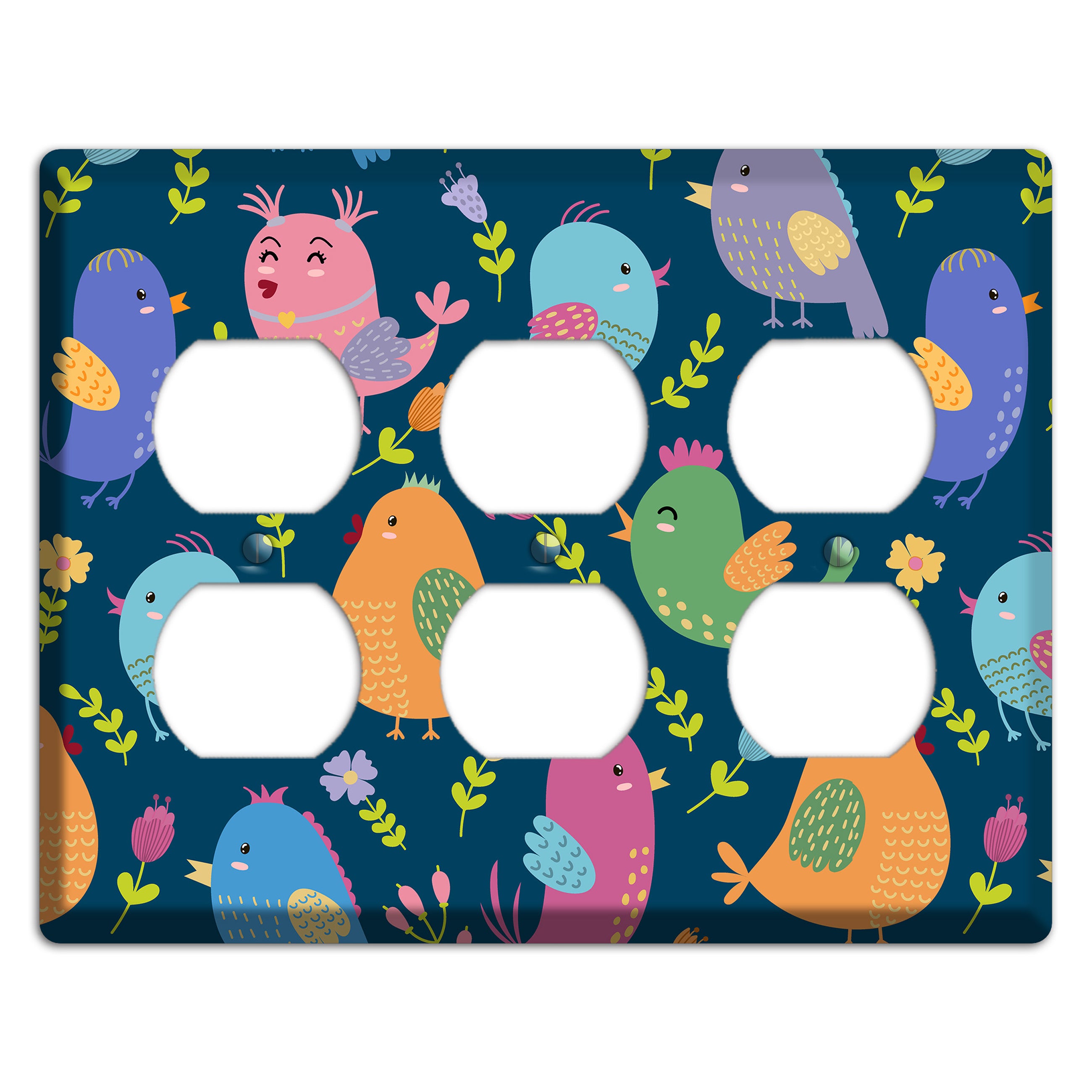 Jungle Chorus (Navy) 3 Duplex Wallplate