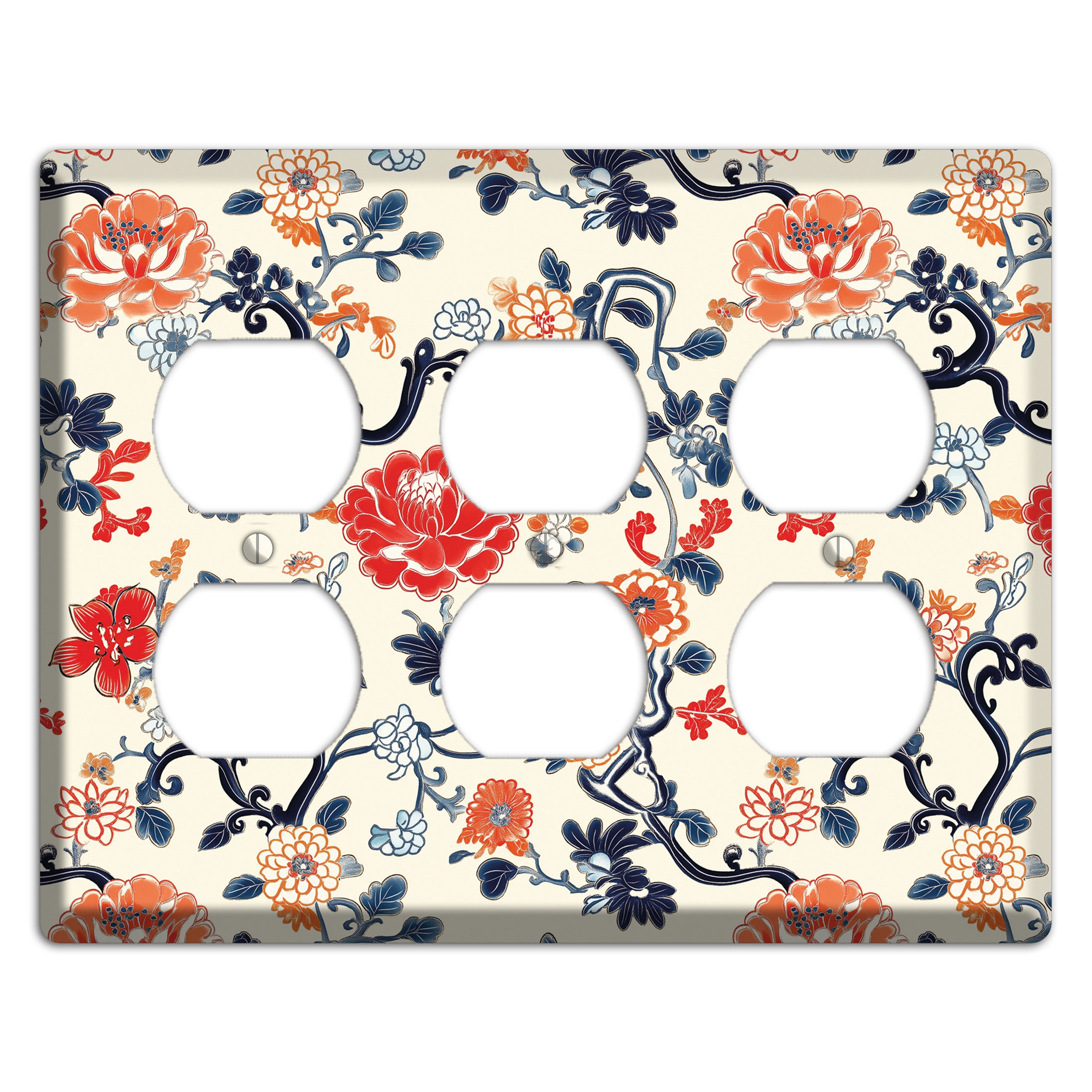 Crimson Garden Scroll 3 Duplex Wallplate