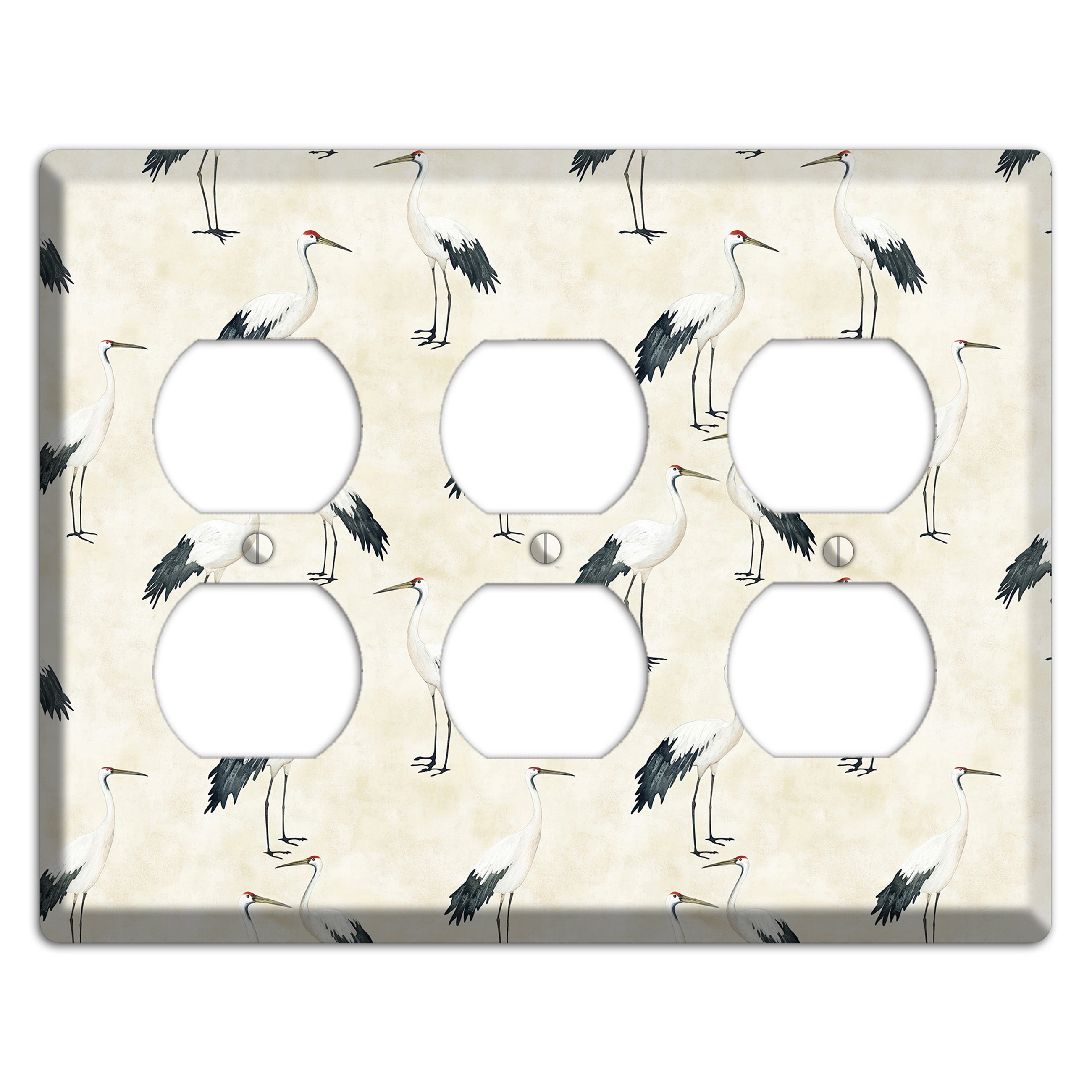 Pearl Crane Garden 3 Duplex Wallplate